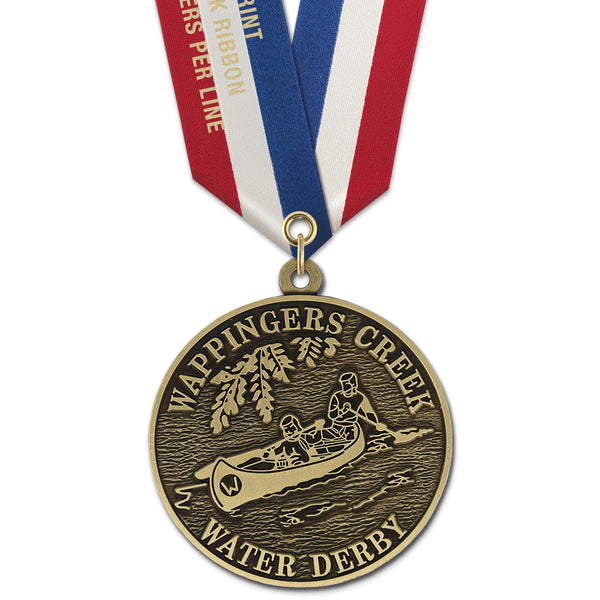 2-1/2" Custom HS Award Medal With Specialty Satin Neck Ribbon