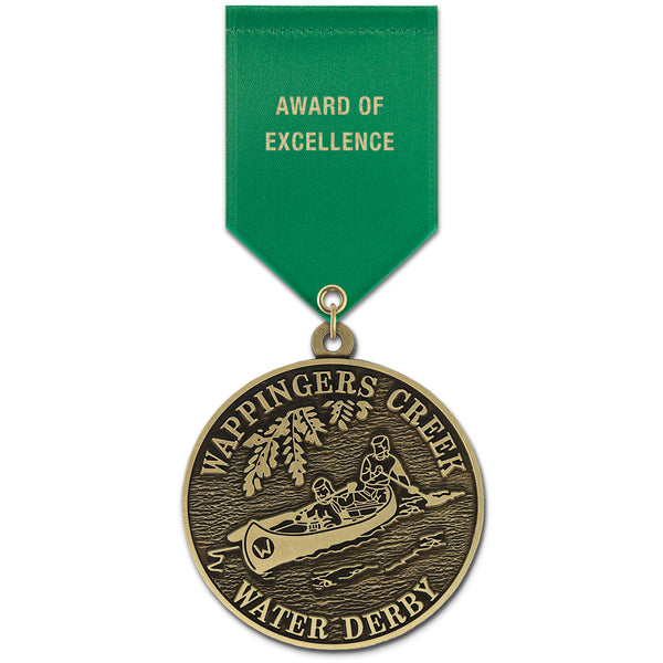 2-1/2" Custom HS Award Medal With Satin Drape Ribbon