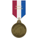 2" Custom HG Award Medal With Specialty Satin Drape Ribbon