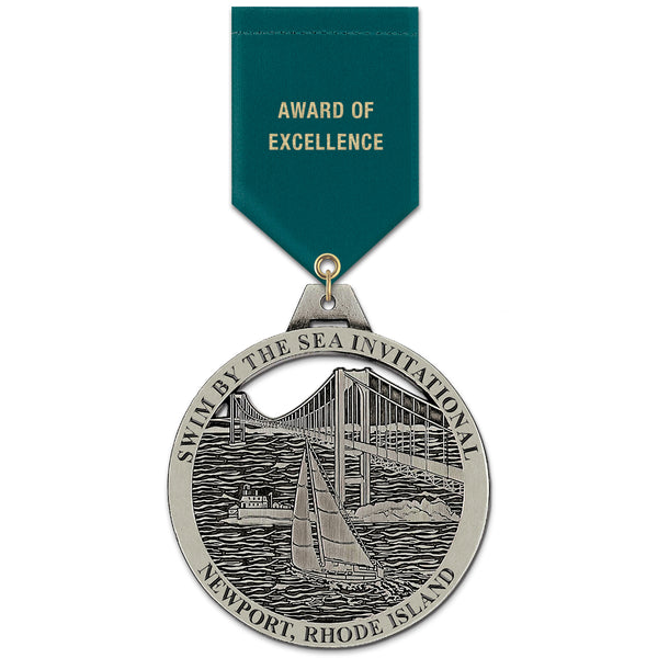 3" Stock HH Award Medal With Satin Drape Un-pinned