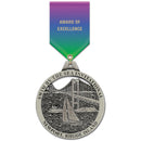 3" HH Custom Award Medal With Specialty Satin Drape Ribbon