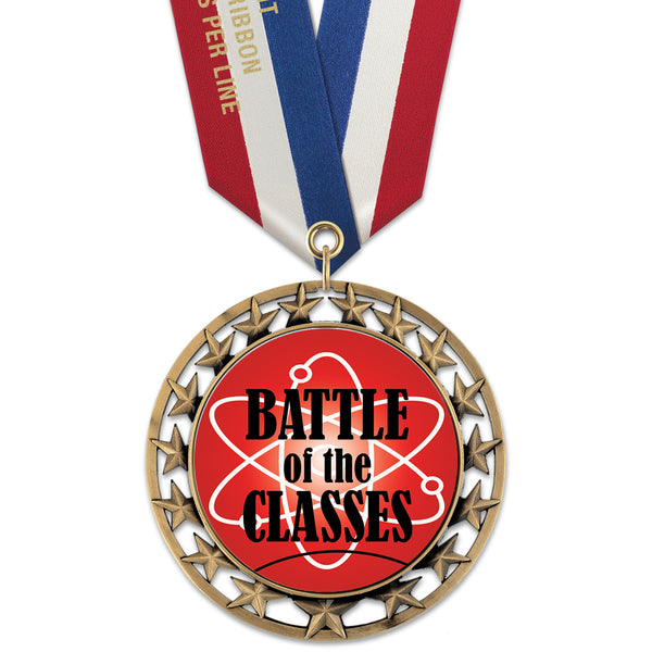 2-3/4" Custom RS14 Award Medal With Specialty Satin Neck Ribbon