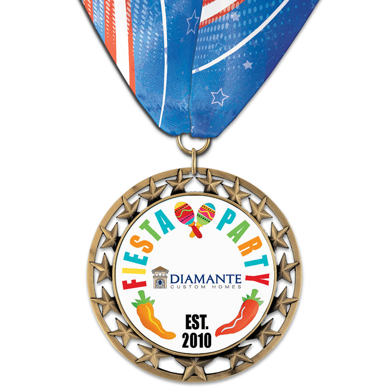 2-3/4" Custom RS14 Award Medal With Custom Millennium Neck Ribbon