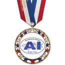 2-3/4" Custom RSG Award Medal With Specialty Satin Neck Ribbon