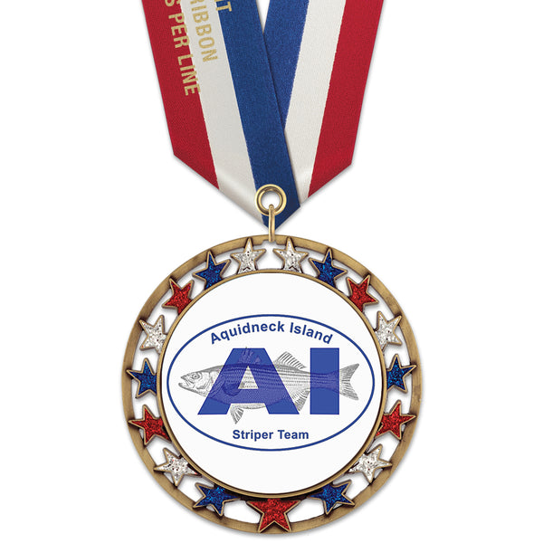 2-3/4" Custom RSG Award Medal With Specialty Satin Neck Ribbon