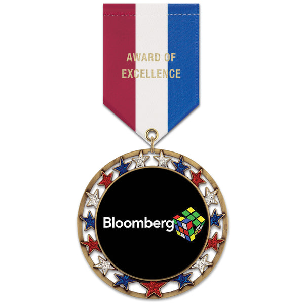 2-3/4” Custom RSG Award Medal With Specialty Satin Drape Ribbon