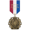 2-1/4" Custom TS Award Medal With Specialty Satin Drape Ribbon
