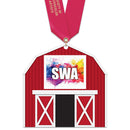 5" Standard Shape Birchwood Medal With Satin Neck Ribbon