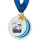 5" Standard Shape Birchwood Medal With Stock Millennium Neck Ribbon