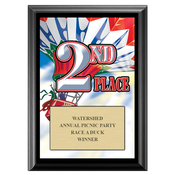 5" x 7" Custom Full Color Stock Design Black Plaque With Engraved Plate