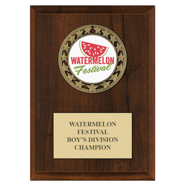 5" x 7" Custom RS14 Medal Cherry Plaque With Engraved Plate