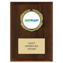 5" x 7" Custom XBX Medal Cherry Plaque With Engraved Plate