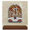 6" x 6" Custom Large Tumbled Stone Plaque With Walnut Base