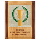 8" x 10"  Full Color Award Plaque - Red Alder & Walnut w/ Tumbled Stone Tile