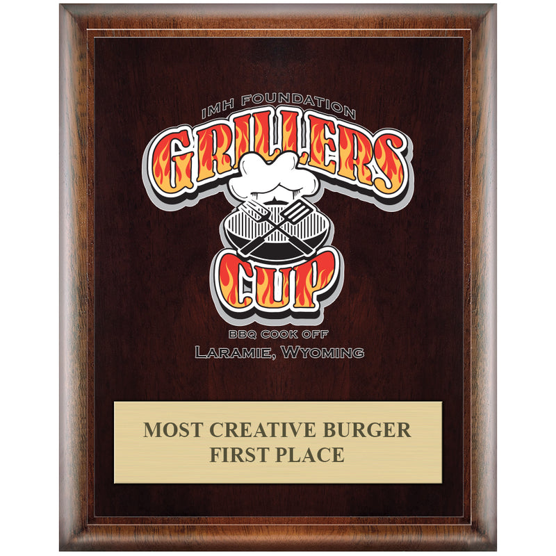 8" x 10" Custom Full Color Expresso Plaque With Engraved Plate