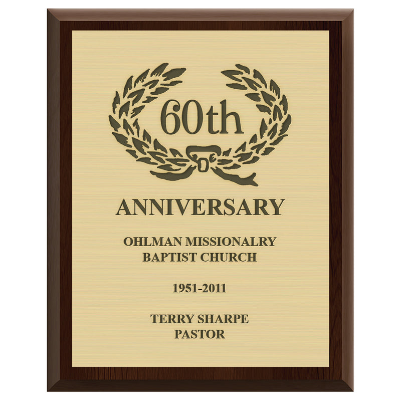 9" x 12" Custom Cherry Plaque With Engraved Plate