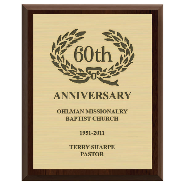 5" x 7" Custom Cherry Plaque With Engraved Plate