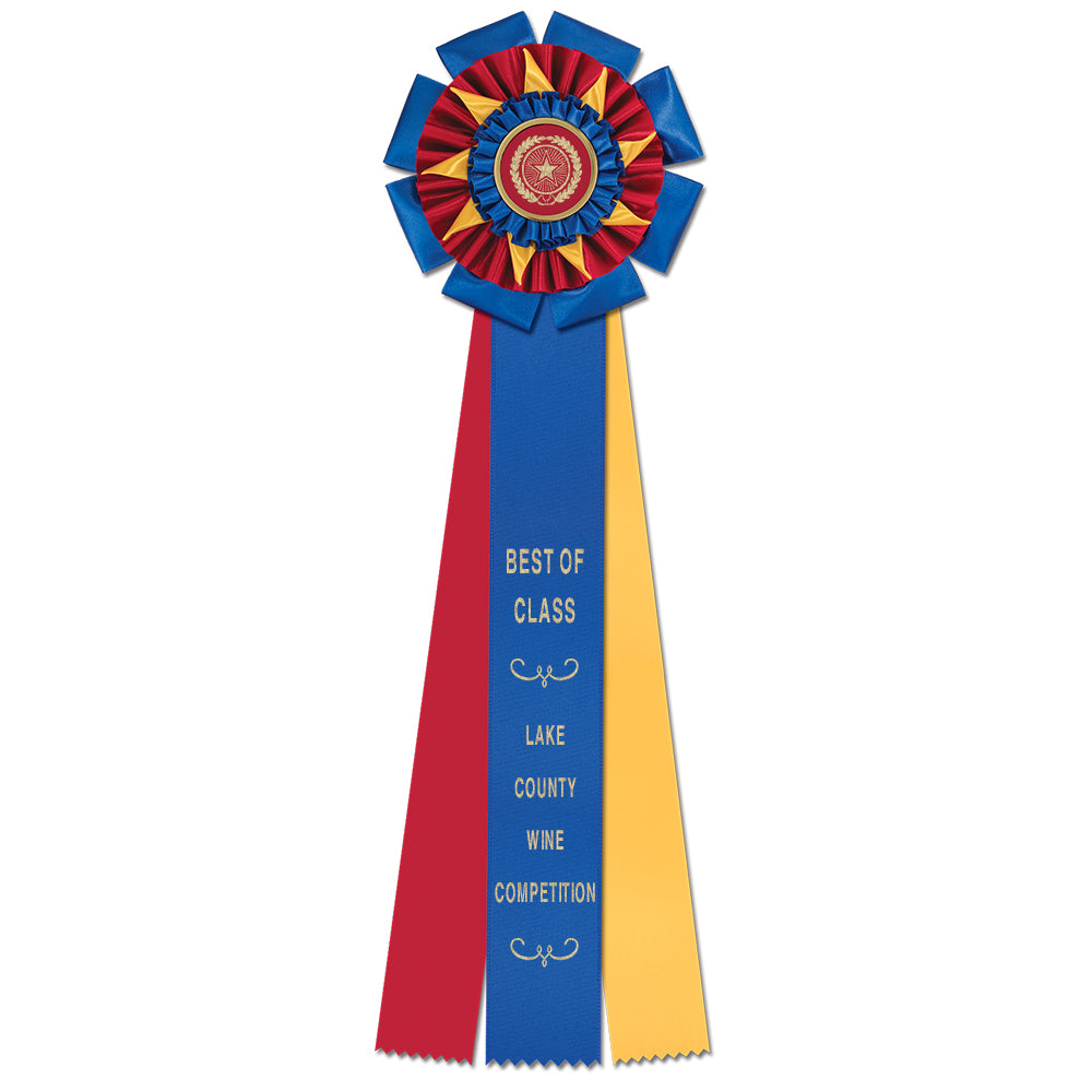 Oxford 3 Rosette Award Ribbon, 6-1/2