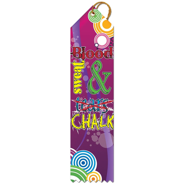 2" X 8" Stock Multicolor Point Top Sweat & Chalk Gymnastics Award Ribbon