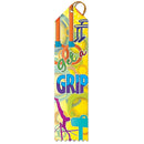 2" x 8" Stock Multicolor Point Top Get A Grip Gymnastics Award Ribbon