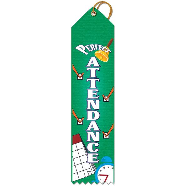 2" X 8" Stock Multicolor Point Top Perfect Attendance Award Ribbon