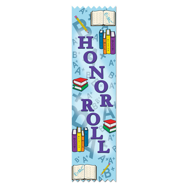 2" X 8" Stock Multicolor Pinked Top Honor Roll Award Ribbon