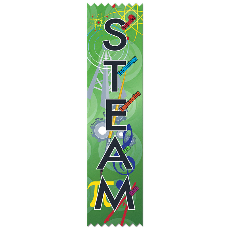 2" X 8" Stock Multicolor Pinked Top STEAM Award Ribbon