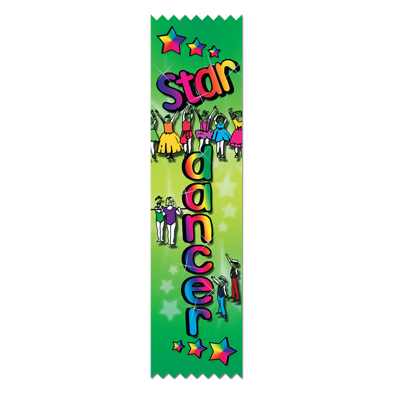 2" X 8" Stock Multicolor Pinked Top Star Dancer Award Ribbon