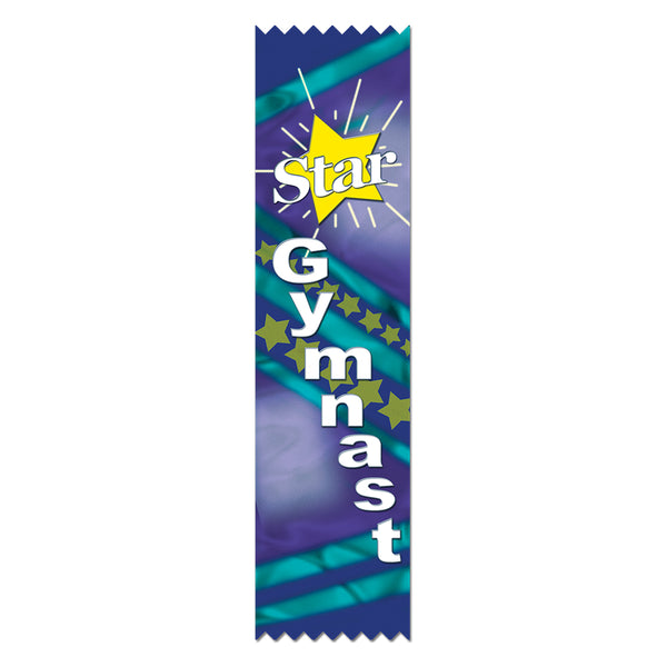2" X 8" Stock Multicolor Pinked Top Star Gymnast Award Ribbon