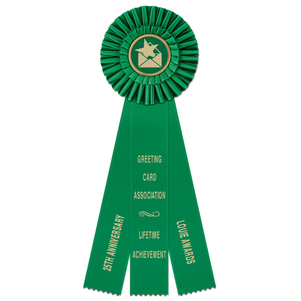 Shannon 3 Rosette Award Ribbon With 3 Streamer Printing, 5" Top