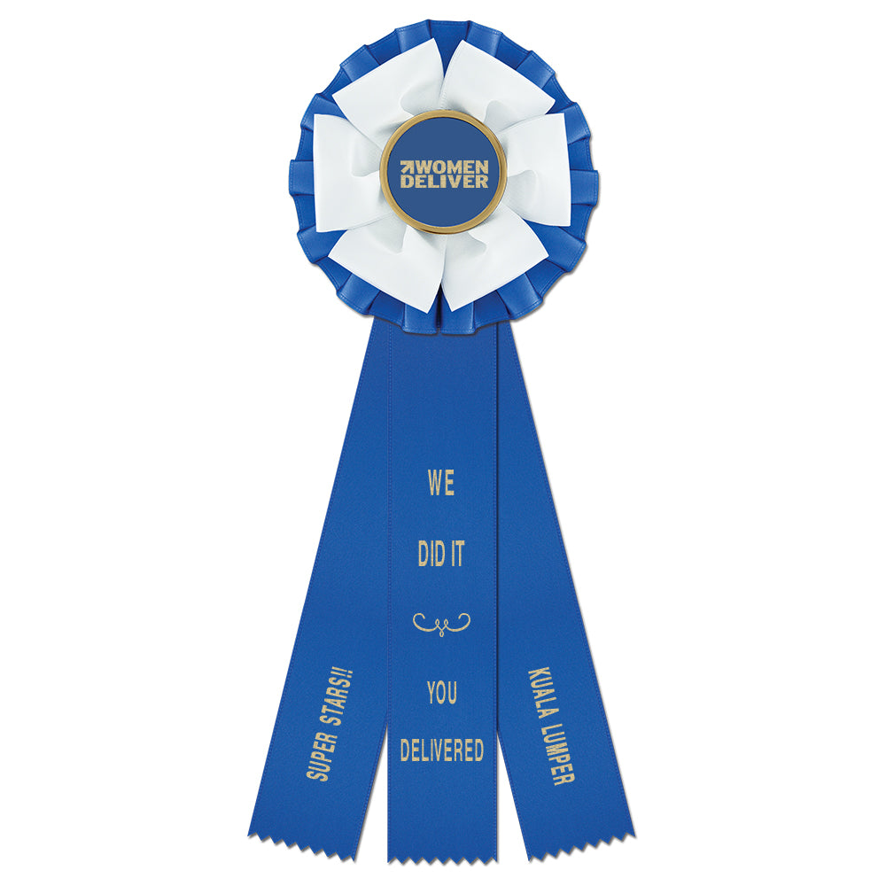 Shetland 3 Rosette Award Ribbon With 3 Streamer Printing, 5-1/2