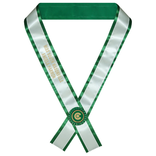 Custom 2 Layer Contestant Award Sash With 3" Rosette 29-42 Letters
