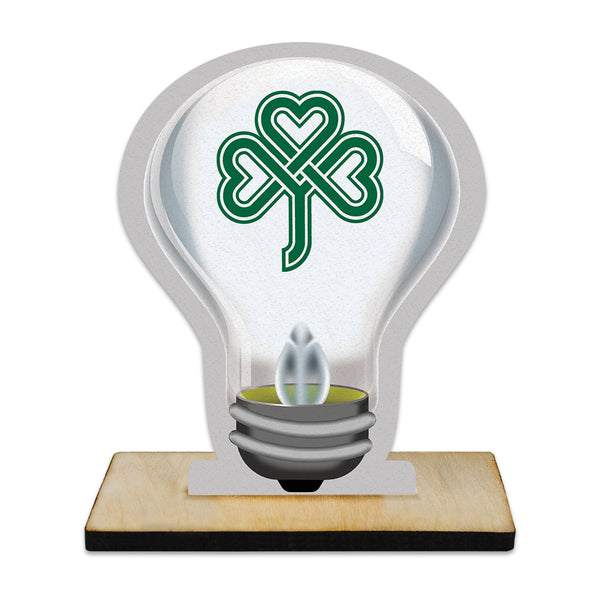 5" Light Bulb Shape Birchwood Award Trophy With Natural Birchwood Base