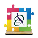 5" Puzzle Pieces Shape Birchwood Award Trophy With Birchwood Base