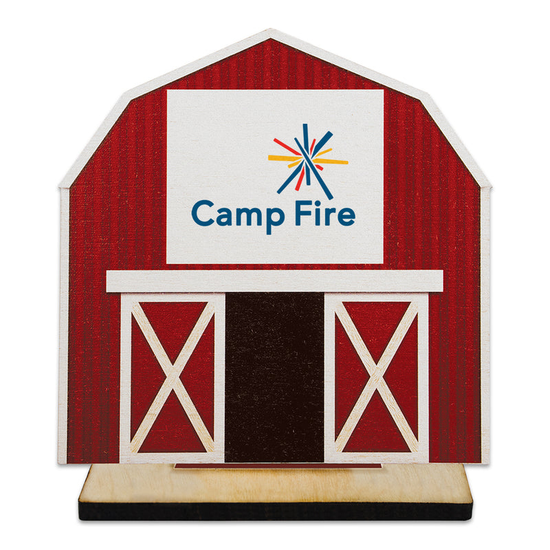 5" Barn Shape Birchwood Award Trophy With Birchwood Base
