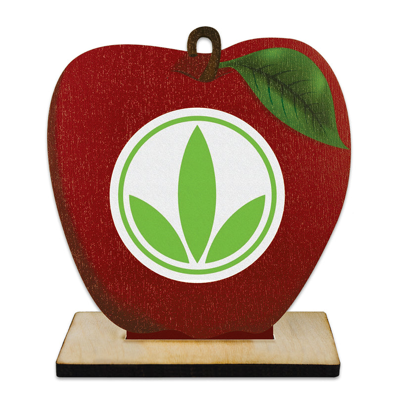 5" Apple Shape Birchwood Award Trophy With Natural Birchwood Base