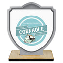 5" Shield Shape Birchwood Award Trophy With Birchwood Base