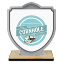 5" Shield Shape Birchwood Award Trophy With Birchwood Base