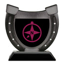5" Horseshoe Shape Birchwood Award Trophy With Black Base