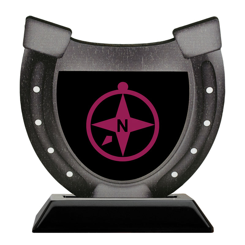 5" Horseshoe Shape Birchwood Award Trophy With Black Base
