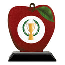 5" Apple Shape Birchwood Award Trophy With Plastic Black Base