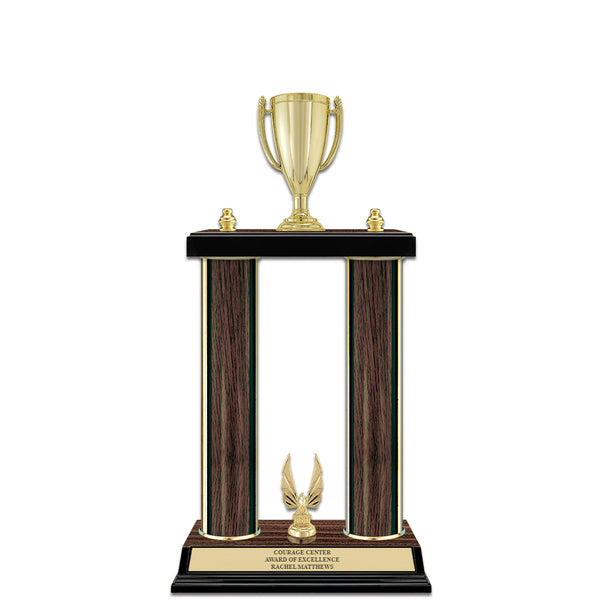 15" Walnut Finished Award Trophy With Trim