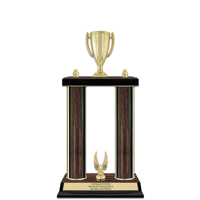 15" Walnut Finished Award Trophy With Trim