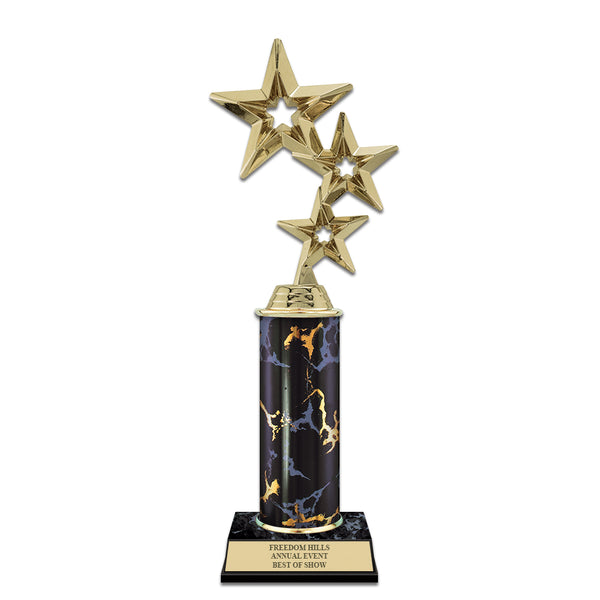 10" Black Faux Marble Award Trophy