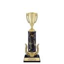 12" Black Faux Marble Award Trophy With Wreath & Black Base