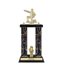 15" Custom 2 Column Black & Gold Faux Marble Award Trophy With Trim & Black Base