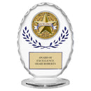 6-3/8" Free Standing Oval Award Trophy With Blue Wreath