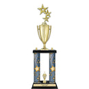 22" Custom 2 Column Black Marble Base Award Trophy With Loving Cup & Trim