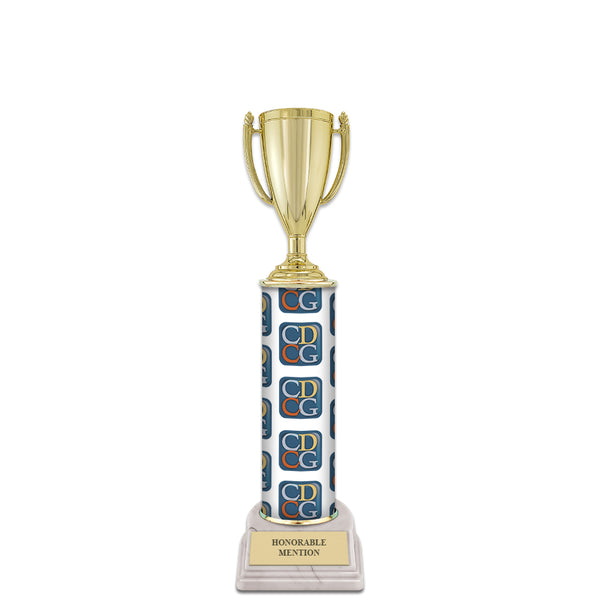 12" Custom Column Trophy with White Base