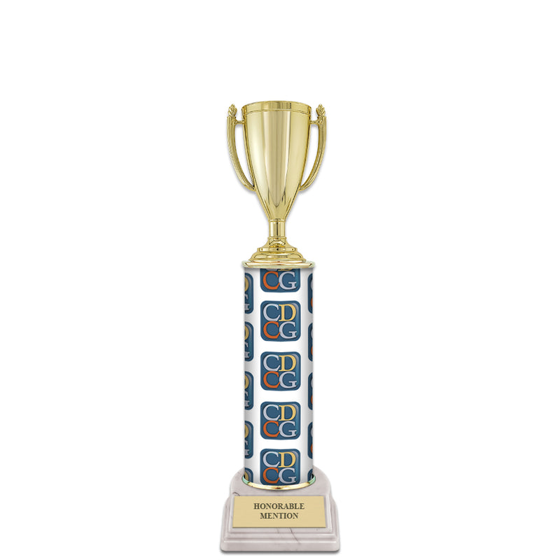 12" Custom Column Trophy with White Base